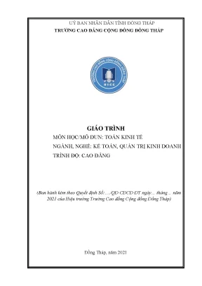 Giáo Trình Toán Kinh Tế Dành Cho Sinh Viên Kế Toán Cao Đẳng