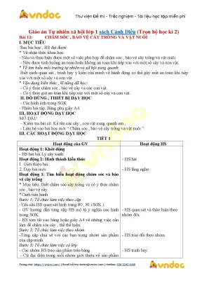 Giáo án lớp 1 môn Tự nhiên xã hội học kỳ 2
