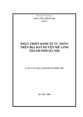 Phát Triển Kinh Tế Tư Nhân Tại Huyện Mê Linh, Hà Nội