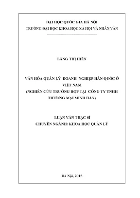 Nghiên cứu văn hóa quản lý doanh nghiệp Hàn Quốc tại