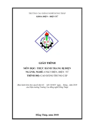 Giáo Trình Thực Hành Trang Bị Điện Ngành Công Nghệ Kỹ 