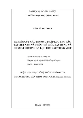 Nghiên cứu và Đề xuất Phương Pháp Lọc Thư Rác Tiếng Việt