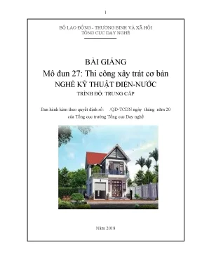 Giáo Trình Thi Công Xây Trát Cơ Bản Nghề Kỹ Thuật Điện 