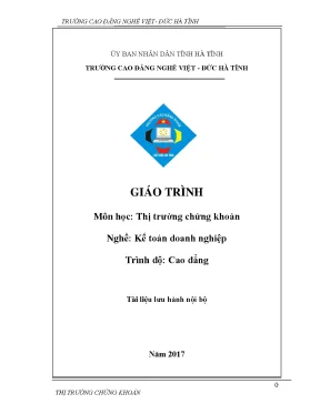 Giáo Trình Thị Trường Chứng Khoán Cho Nghề Kế Toán Doanh 