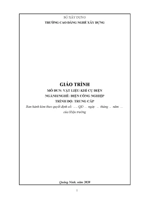 Giáo Trình Vật Liệu và Khí Cụ Điện Nghề Điện Công Nghiệp