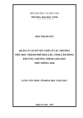 Quản lý cơ sở vật chất trường tiểu học Bảo Lộc theo