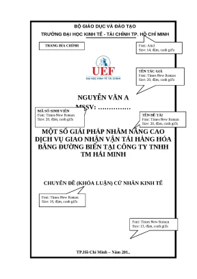 Giải Pháp Nâng Cao Dịch Vụ Giao Nhận Vận Tải Hàng Hóa