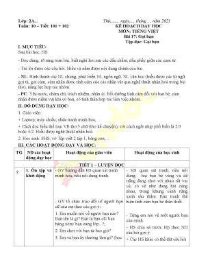 Giáo án Tiếng Việt lớp 2 tuần 10: Bài thơ Gọi bạn