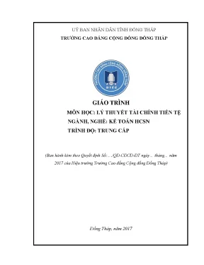 Giáo Trình Lý Thuyết Tài Chính Tiền Tệ Dành Cho Nghề Kế