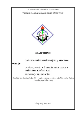 Giáo Trình Điều Khiển Điện Lạnh Công Nghiệp Cho Kỹ Thuật 