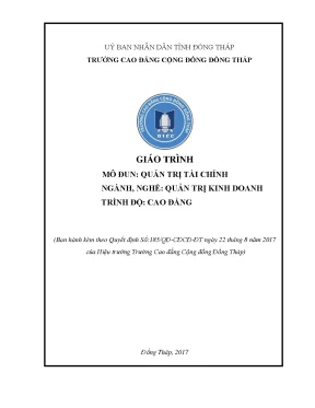 Giáo Trình Quản Trị Tài Chính Dành Cho Sinh Viên Cao Đẳng
