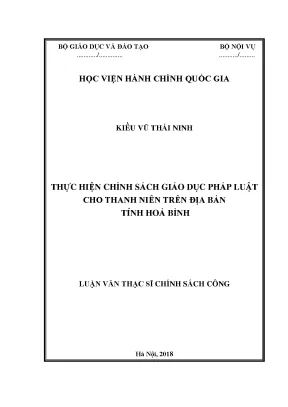 Chính sách giáo dục pháp luật cho thanh niên tỉnh Hòa Bình