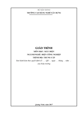 Giáo Trình Máy Điện Dành Cho Hệ Trung Cấp Nghề Điện Dân Dụng