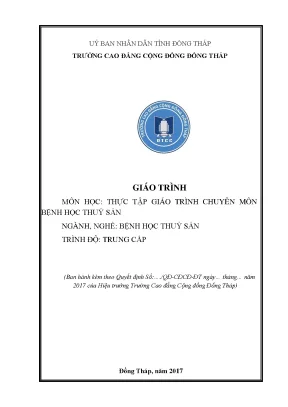 Giáo Trình Thực Tập Bệnh Học Thủy Sản Trung Cấp