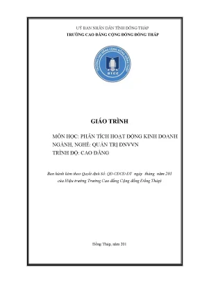Giáo Trình Phân Tích Hoạt Động Kinh Doanh Cho Doanh