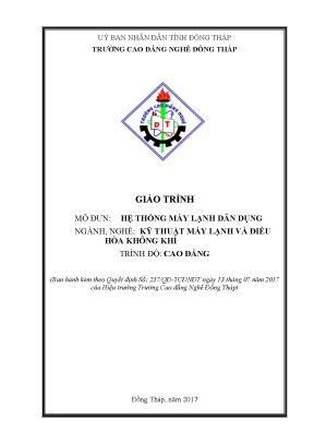 Giáo Trình Kỹ Thuật Máy Lạnh Dân Dụng Cao Đẳng