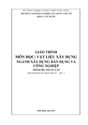 Giáo Trình Vật Liệu Xây Dựng Trung Cấp Dân Dụng và Công 