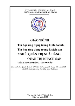 Giáo Trình Tin Học Ứng Dụng Trong Kinh Doanh Ngành Quản 