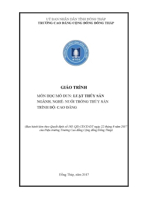 Giáo Trình Luật Thủy Sản: Phòng và Chữa Bệnh Thủy Sản 
