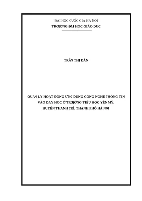 Quản lý ứng dụng công nghệ thông tin trong dạy học tiểu