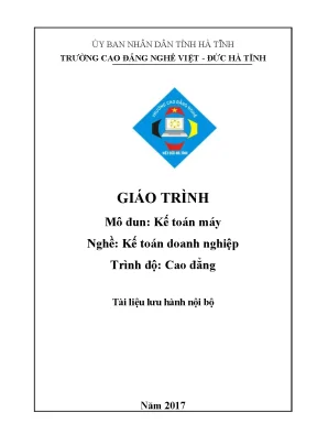 Giáo Trình Kế Toán Máy Cho Sinh Viên Cao Đẳng