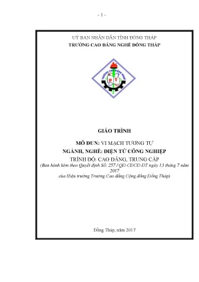 Giáo Trình Vi Mạch Tương Tự Cho Nghề Điện Tử Công Nghiệp