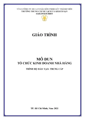 Giáo Trình Tổ Chức Kinh Doanh Nhà Hàng Trung Cấp