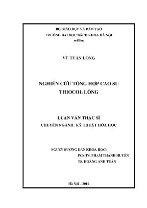 Nghiên cứu tổng hợp cao su thiocol lỏng hiệu quả