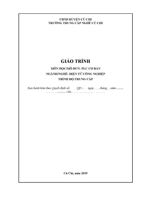 Giáo Trình PLC Cơ Bản Cho Nghề Điện Tử Công Nghiệp