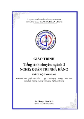 Giáo Trình Tiếng Anh Chuyên Ngành Quản Trị Nhà Hàng Cao Đẳng
