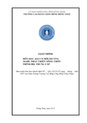 Giáo Trình Bảo Vệ Môi Trường Cho Nghề Phát Triển Nông 