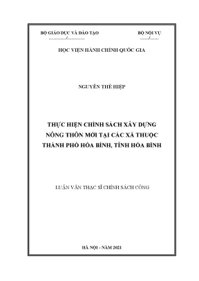 Chính sách xây dựng nông thôn mới tại thành phố Hòa Bình