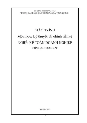 Giáo trình Lý thuyết Tài chính tiền tệ (Kế toán Doanh 