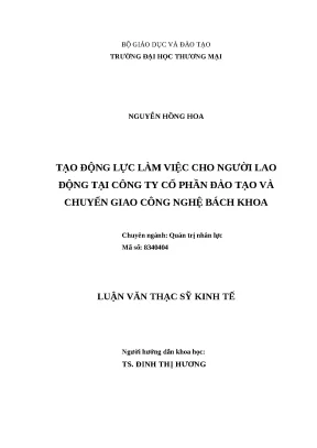 Tạo Động Lực Làm Việc Hiệu Quả Cho Nhân Viên Tại Công Ty