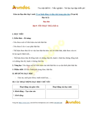 Giáo án Đạo đức lớp 1: Tính thật thà trong giáo dục