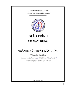 Giáo Trình Cơ Xây Dựng Cho Nghề Kỹ Thuật Xây Dựng Cao Đẳng