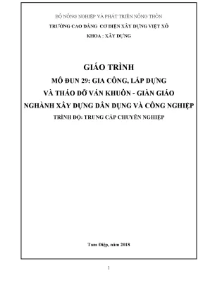 Giáo Trình Gia Công và Lắp Dựng Ván Khuôn Giàn Giáo Nghề 