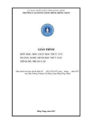Giáo Trình Độc Chất Học Thủy Vực Cho Sinh Viên Trung Cấp
