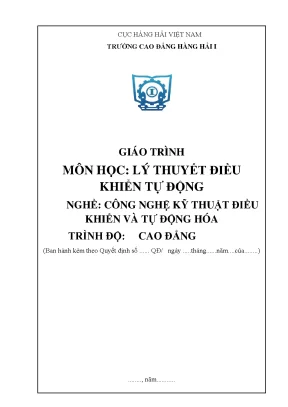 Giáo Trình Lý Thuyết Điều Khiển Tự Động Cho Sinh Viên 