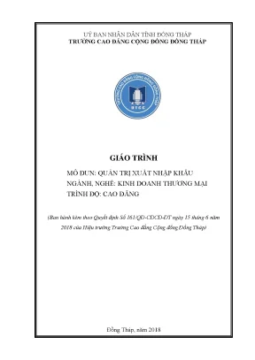 Giáo Trình Quản Trị Xuất Nhập Khẩu Cho Sinh Viên Cao Đẳng