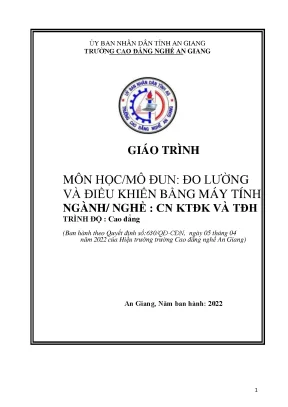 Giáo Trình Đo Lường và Điều Khiển Bằng Máy Tính cho 
