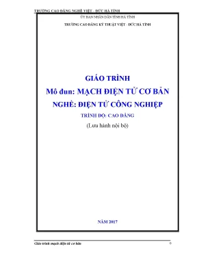 Giáo Trình Mạch Điện Tử Cơ Bản Cho Nghề Điện Tử Công Nghiệp