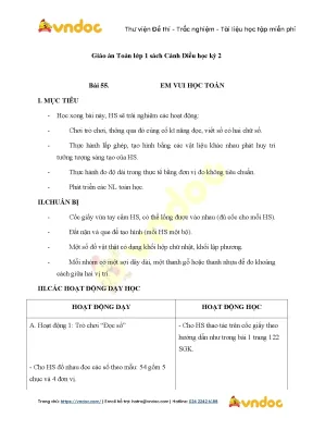 Giáo án Toán lớp 1 sách Cánh Diều học kỳ 2