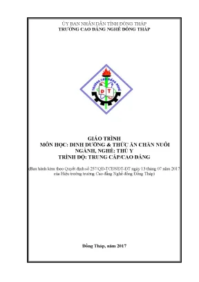 Giáo Trình Dinh Dưỡng và Thức Ăn Chăn Nuôi Ngành Thú Y