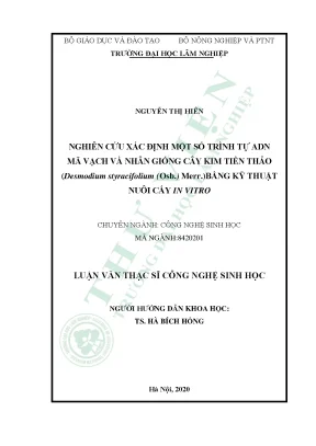 Nghiên cứu ADN mã vạch và nhân giống cây Kim tiền thảo