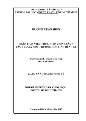 Phân Tích Chính Sách Bảo Trợ Xã Hội Tại Tỉnh Bến Tre