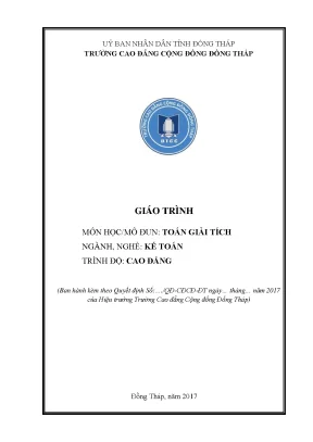 Giáo Trình Toán Giải Tích Dành Cho Sinh Viên Kế Toán Cao 