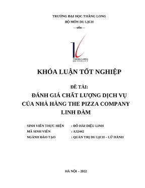Đánh Giá Chất Lượng Dịch Vụ Nhà Hàng The Pizza Company
