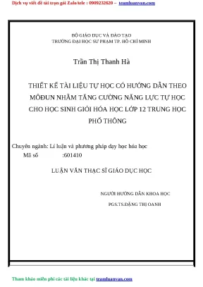 Tài liệu tự học hóa học lớp 12: Thiết kế môđun tăng 
