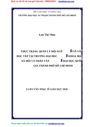 Quản Lý Đội Ngũ Cố Vấn Học Tập Tại Trường Đại Học Khoa